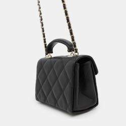 Pre Owned Chanel Retro Twist Mini Black Leather Top Handle Bag