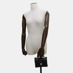 Pre Owned Chanel Retro Twist Mini Black Leather Top Handle Bag