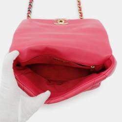 Pre Owned Chanel 19 Pink Leather Shoulder Bag