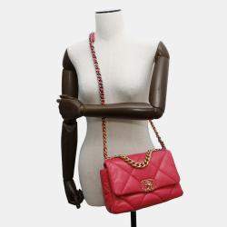 Pre Owned Chanel 19 Pink Leather Shoulder Bag