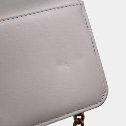 Pre Owned Chanel Boy White Soft Caviar Leather Round Chain Wallet