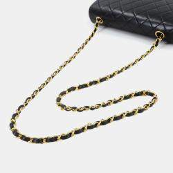 Pre Owned Chanel Full Flap Turnlock Black Leather Shoulder Bag