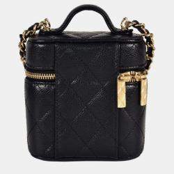Pre Owned Chanel Vanity Mini Black Leather Shoulder Bag
