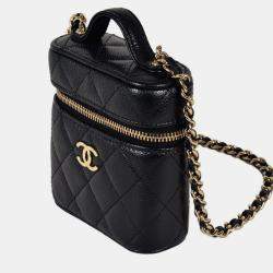 Pre Owned Chanel Vanity Mini Black Leather Shoulder Bag