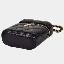 Pre Owned Chanel Vanity Mini Black Leather Shoulder Bag