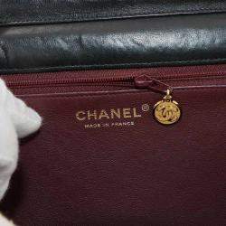 Pre Owned Chanel Square Flap Black Leather Shoulder Bag