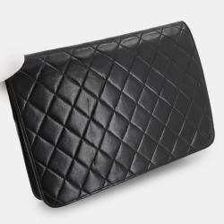 Pre Owned Chanel Square Flap Black Leather Shoulder Bag