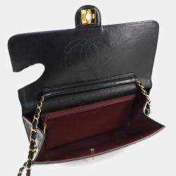 Pre Owned Chanel Square Flap Black Leather Shoulder Bag