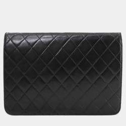 Pre Owned Chanel Square Flap Black Leather Shoulder Bag