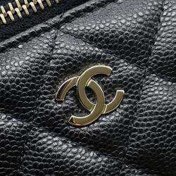 Pre Owned Chanel Vanity Black Leather Top Handle Bag
