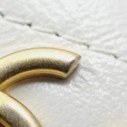 Pre Owned Chanel Nauticoco White Shiny Lambskin Quilted Bucket Bag