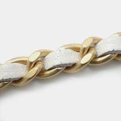 Pre Owned Chanel Nauticoco White Shiny Lambskin Quilted Bucket Bag