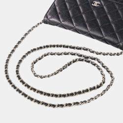 Pre Owned Chanel Classic Black Leather Wallet On Chain