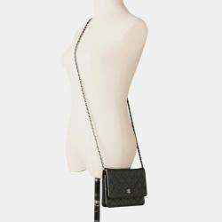 Pre Owned Chanel Classic Black Leather Wallet On Chain