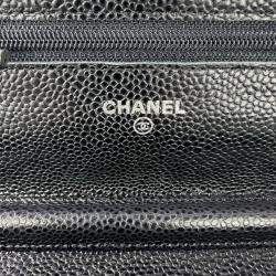 Pre Owned Chanel Classic Black Leather Wallet On Chain