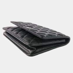 Pre Owned Chanel Classic Black Leather Wallet On Chain