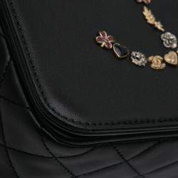 Pre Owned Chanel Black Lambskin Lucky Charms Flap Crossbody