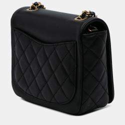 Pre Owned Chanel Black Lambskin Lucky Charms Flap Crossbody