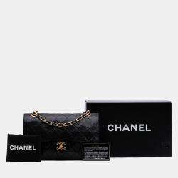 Pre Owned Chanel Black Small Classic Lambskin Double Flap