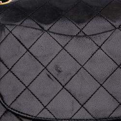Pre Owned Chanel Black Small Classic Lambskin Double Flap