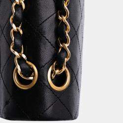 Pre Owned Chanel Black Small Classic Lambskin Double Flap