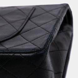 Pre Owned Chanel Black Small Classic Lambskin Double Flap