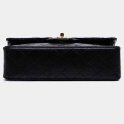 Pre Owned Chanel Black Small Classic Lambskin Double Flap