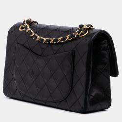 Pre Owned Chanel Black Small Classic Lambskin Double Flap
