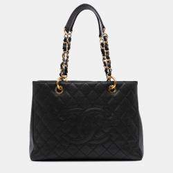 Pre Owned Chanel Black Caviar Grand Shopping Tote