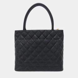 Pre Owned Chanel Medallion Black Leather Handbag