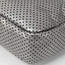 Pre Owned Chanel Drill Flap Silver Leather Shoulder Bag