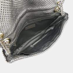 Pre Owned Chanel Drill Flap Silver Leather Shoulder Bag