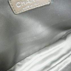 Pre Owned Chanel Drill Flap Silver Leather Shoulder Bag
