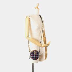 Pre Owned Chanel 19 Round Navy/Red Tweed Leather Crossbody Bag