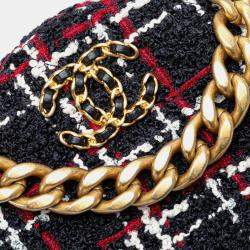 Pre Owned Chanel 19 Round Navy/Red Tweed Leather Crossbody Bag