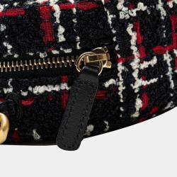 Pre Owned Chanel 19 Round Navy/Red Tweed Leather Crossbody Bag