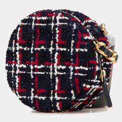 Pre Owned Chanel 19 Round Navy/Red Tweed Leather Crossbody Bag
