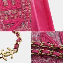 Pre Owned Chanel Vinyl Tweed Calfskin Chain Shoulder Bag