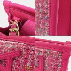 Pre Owned Chanel Vinyl Tweed Calfskin Chain Shoulder Bag