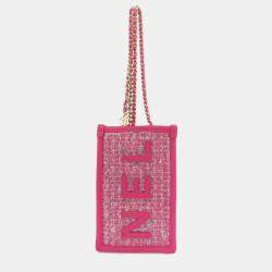 Pre Owned Chanel Vinyl Tweed Calfskin Chain Shoulder Bag