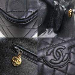 Pre Owned Chanel Quilted Tassel Black Gold Shoulder Bag