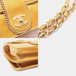 Pre Owned Chanel Matelasse Line Shoulder Bag Patent Leather Gold