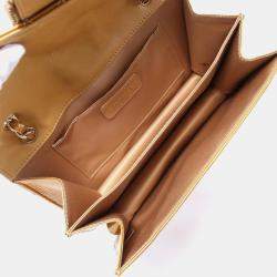 Pre Owned Chanel Matelasse Line Shoulder Bag Patent Leather Gold