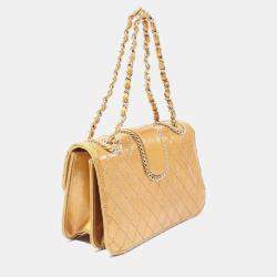 Pre Owned Chanel Matelasse Line Shoulder Bag Patent Leather Gold