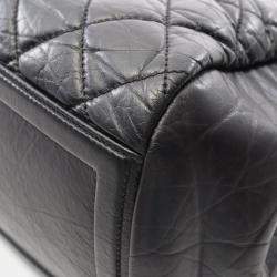 Pre Owned Chanel Matelasse Black Leather Tote Bag