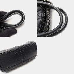 Pre Owned Chanel Matelasse Black Leather Tote Bag