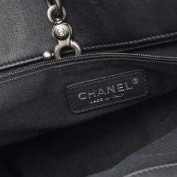Pre Owned Chanel Matelasse Black Leather Tote Bag