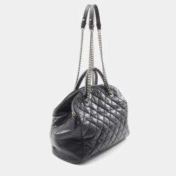 Pre Owned Chanel Matelasse Black Leather Tote Bag