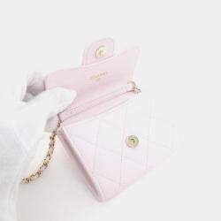 Pre Owned Chanel Timeless Light Pink Leather Chain Clutch