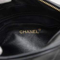 Pre Owned Chanel Coco Mark Black Gold Lambskin Tassel Chain Shoulder Bag